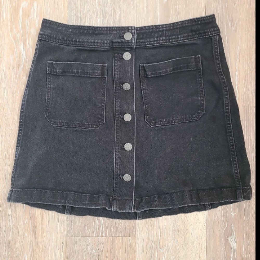Madewell Black Denim Midi Skirt